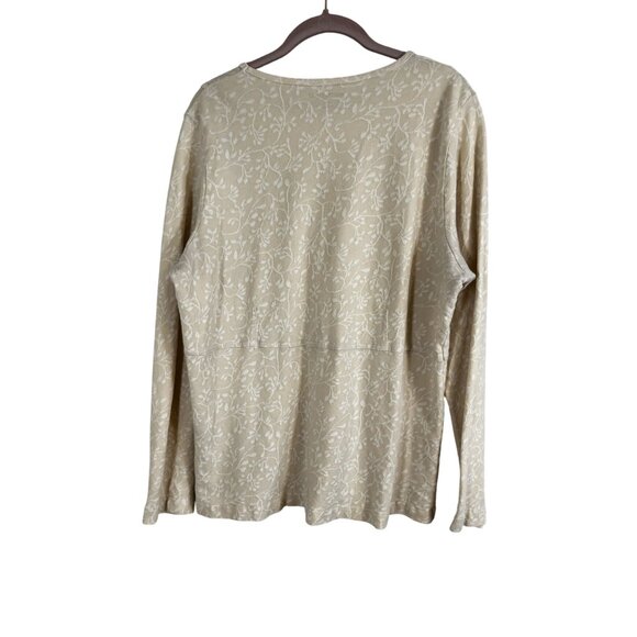 Woolrich Floral Top Beige XL Layering Boho Indie Folk Preppy Chic Soft Festival - Picture 7 of 8